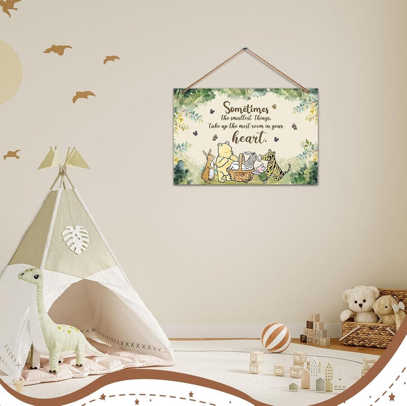 Hatzelou 1PCS Winnie Quotes Baby Shower Sign, the Pooh Wall Hanging Decor, Sometimes the Most Things Wall Gifts, Adorable Winnie Sign for Nursery Home Bedroom, Baby Shower Party Supplies - Image 5